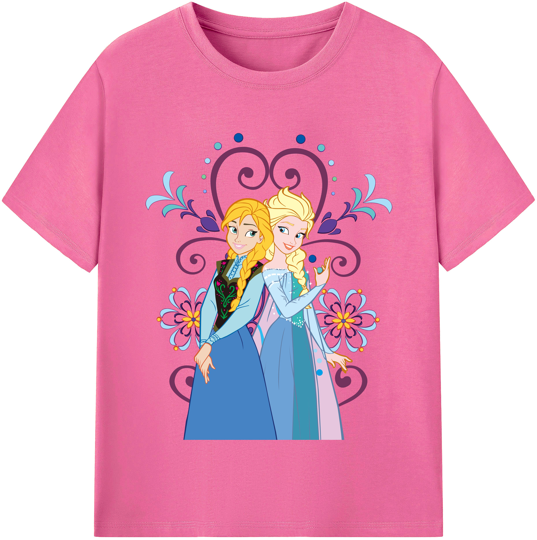 （画像用） アナと雪の女王 アンナ エルサ Frozen Anna Elsa レディースカジュアルプリントTシャツ（綿100％）